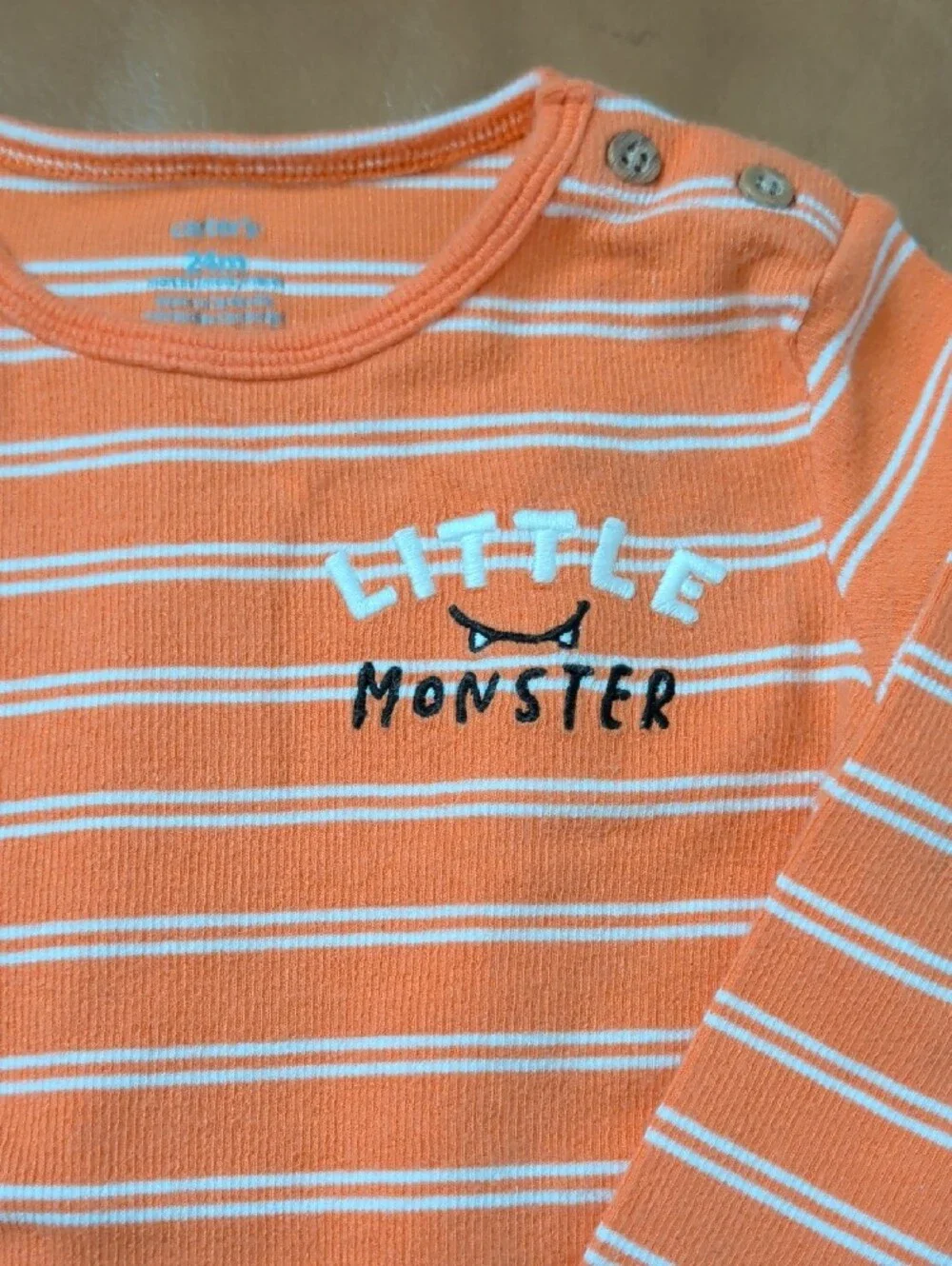 Carter's Orange and White Stripe Long-Sleeve And Pants Outfit - Little Monster